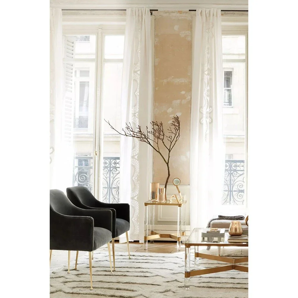 Anthropologie Embroidered Lacina Curtain Panel Lace White 96” NEW